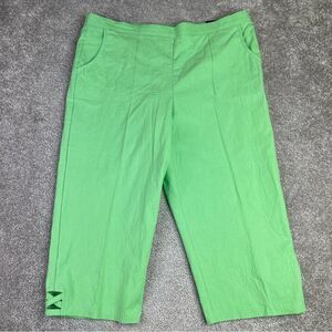 Alfred Dunner Capri Pants Women’s 16 Green Classic Fit Elastic Waist Pockets